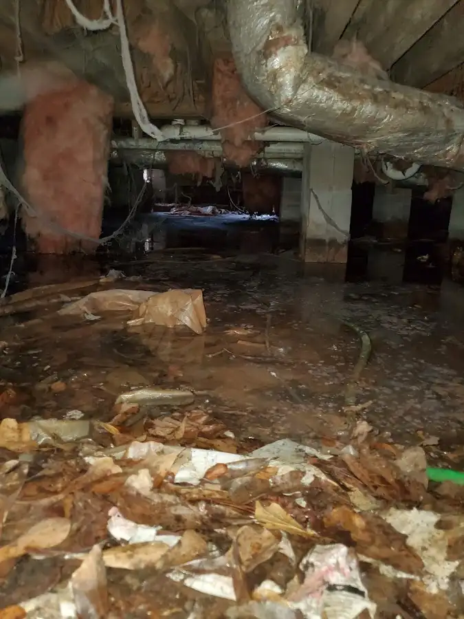 Crawl space flood assessment for Commercial Water Damage Restoration in Dunbar